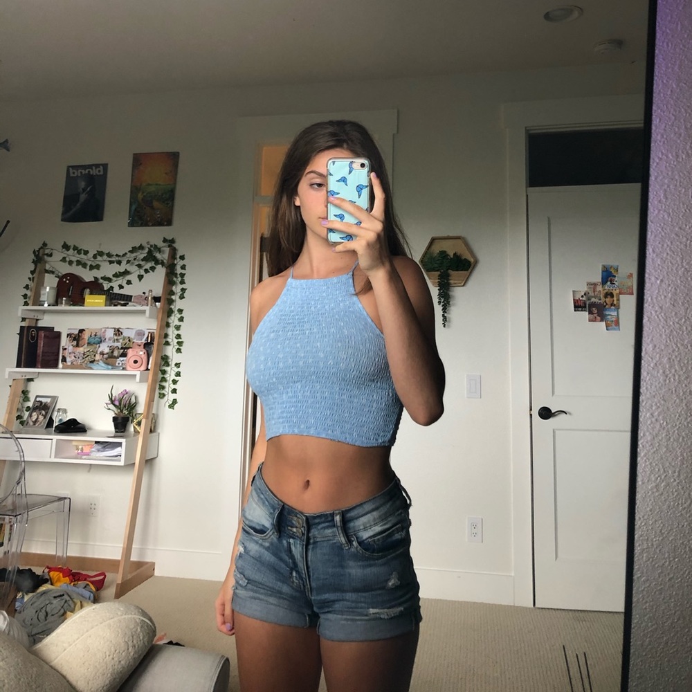 blue halter top